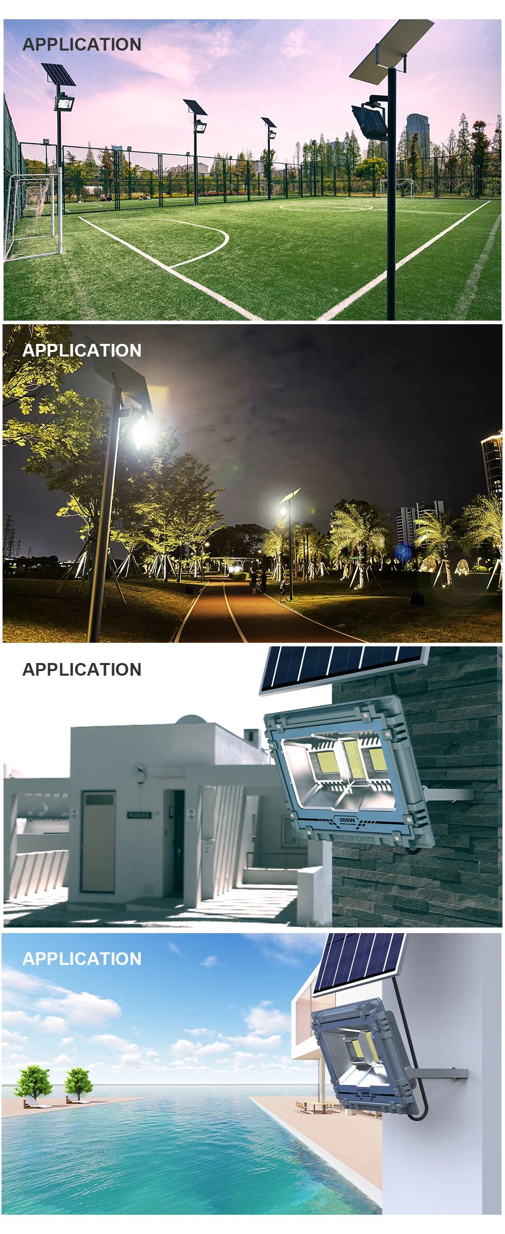 100W Solar Powered Motion Activated LED Security Flood Lighting