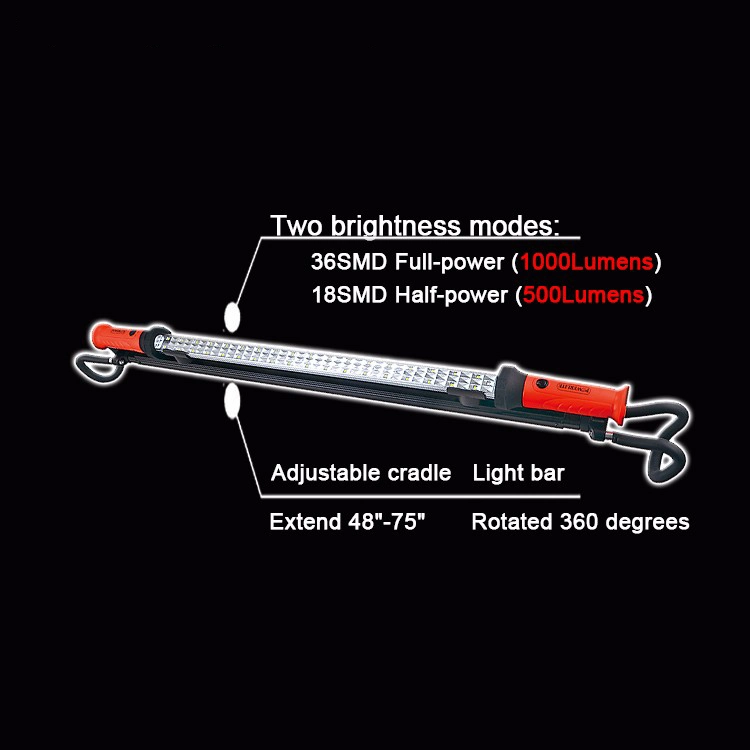 36SMD 1000lm Rechargeable Inspection Slim Workshop Torch LED Lamp Flashlight Rotatable Work Light with Hook/Magnetic (OCA1006)